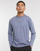 Asos Design Organic Relaxed Long Sleeve T-shirt In Gray