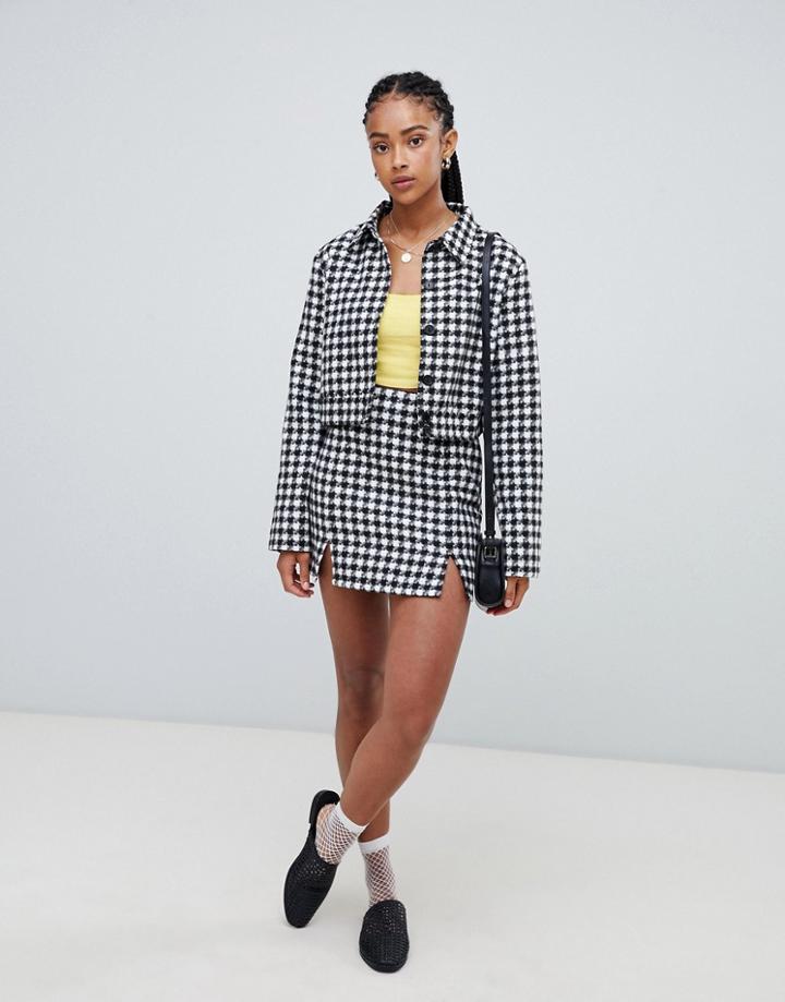 Emory Park Mini Skirt With Slit In Houdstooth Two-piece