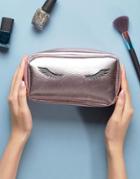 New Look Eyelash Metallic Makeup Bag - Pink