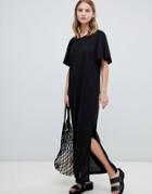 Ichi Flutter Sleeve Maxi Dress - Black
