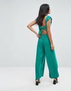 Mango Frill Detail Jumpsuit - Green