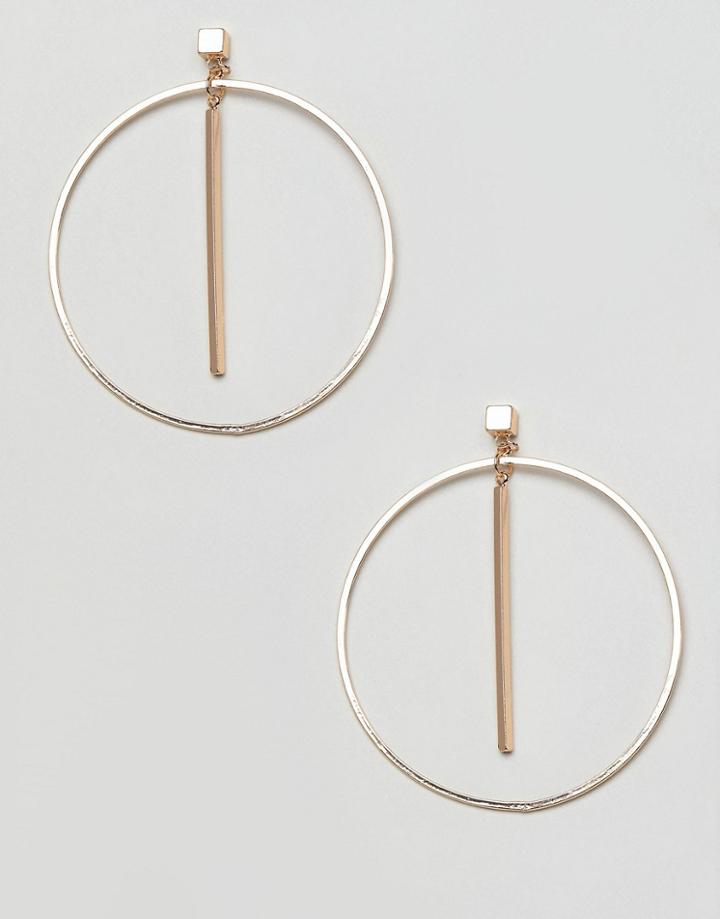 Nylon Drop Hoop Earrings - Gold