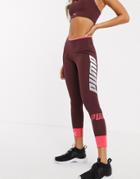 Puma Modern Sport Turn Up Leggings In Burgundy-red