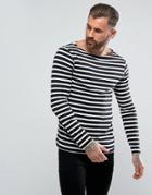 Asos Long Sleeve T-shirt With Stripes And Boat Neck - Black