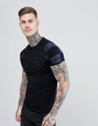 Asos Design Muscle Raglan T-shirt With Squiggle Printed Sleeves - Black