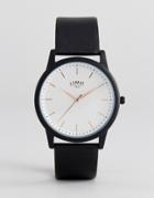 Limit Black Faux Leather Watch With Wave Dial Exclusive To Asos - Black