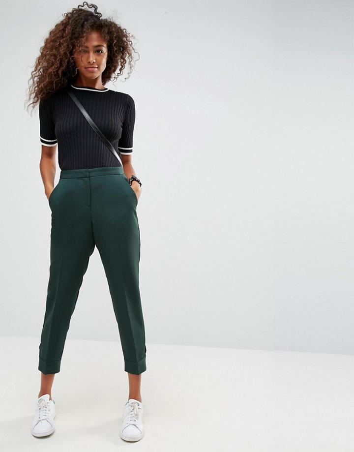 Asos Tailored Tab Detail Ankle Grazer Pant - Green