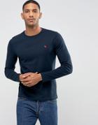 Abercrombie & Fitch Long Sleeve Top Muscle Slim Fit Moose Embroid In Navy - Navy