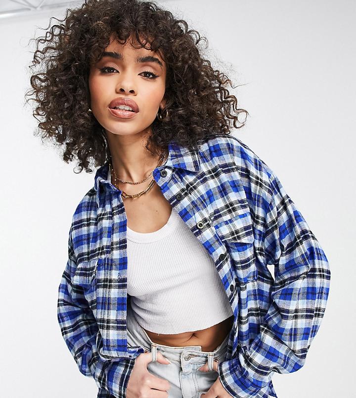 Missguided Checked Shirt In Blue