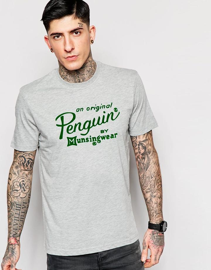 Original Penguin Script T-shirt - 080 Rain Heather