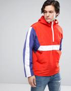 Asos Over Head Windbreaker With Color Block In Red - Red