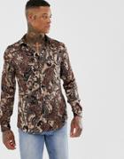 River Island Shirt With Burnout Paisley Print In Ecru - Cream