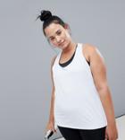 Asos 4505 Curve Tank Top In Loose Fit With Mesh Racer Back - White