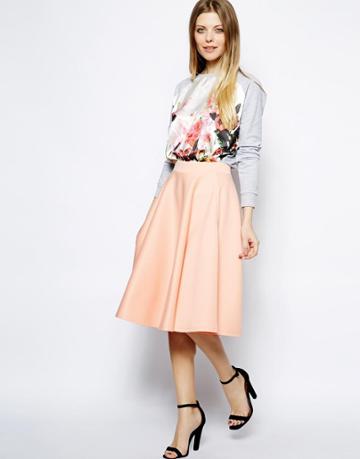 Asos Full Midi Skirt In Scuba With Pockets