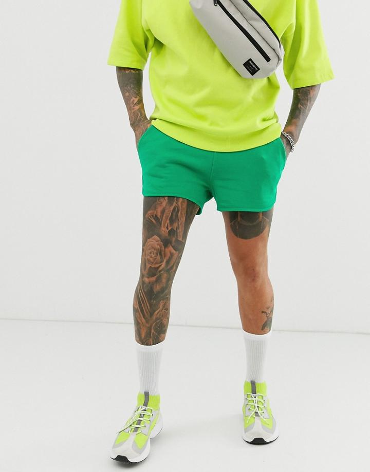 Asos Design Jersey Runner Shorts In Green
