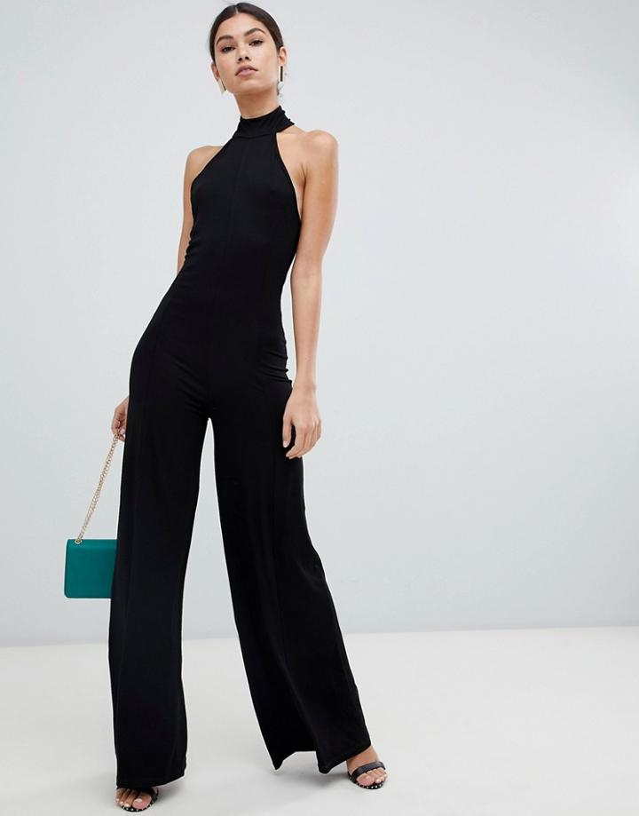 Asos Design Halter Neck Jumpsuit - Black
