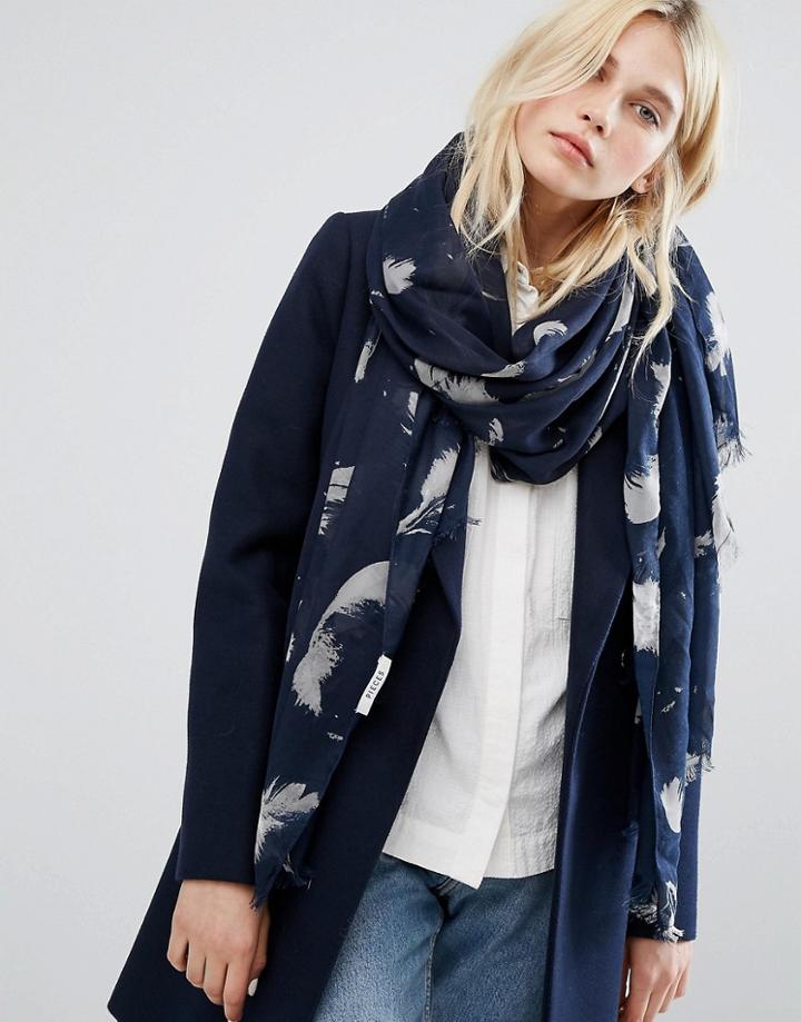 Pieces Printed Scarf - Black