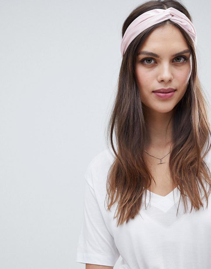 Asos Design Wide Silk Headband In Pink - Pink