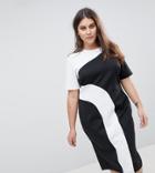 Asos Curve Mono Color Block Midi T-shirt Dress - Multi