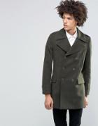 Feraud Premium 80% Italian Melton Wool Military Coat - Green