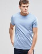 Asos T-shirt With Crew Neck In Pale Blue - Washed Skylight