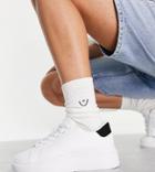Truffle Collection Wide Fit Chunky Sole Sneakers In White With Black Back Tab
