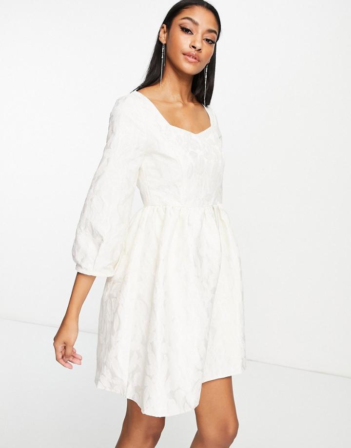 Y.a.s Bridal Jacquard Mini Dress In Cream-white