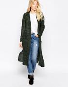 Brave Soul Marl Effect Cardigan - Green