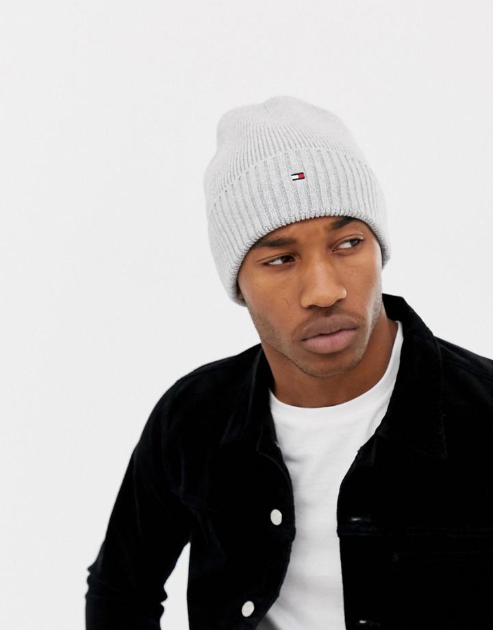 Tommy Hilfiger Pima Cotton Cashmere Beanie In Gray - Gray