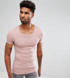 Asos Tall Extreme Muscle Fit T-shirt With Scoop Neck In Pink - Pink