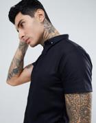 Twisted Tailor Skinny Shirt In Black With Skull Collar Tips - Black