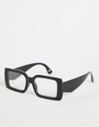 Asos Design Chunky Square Fashion Glasses In Black With Clear Lens