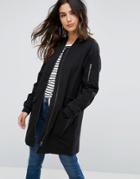 Blend She Carma Longline Bomber Jacket - Black