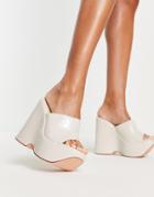 Simmi Patent Platform Mules In Stone-white