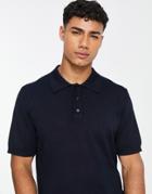 Only & Sons Knit Polo In Navy