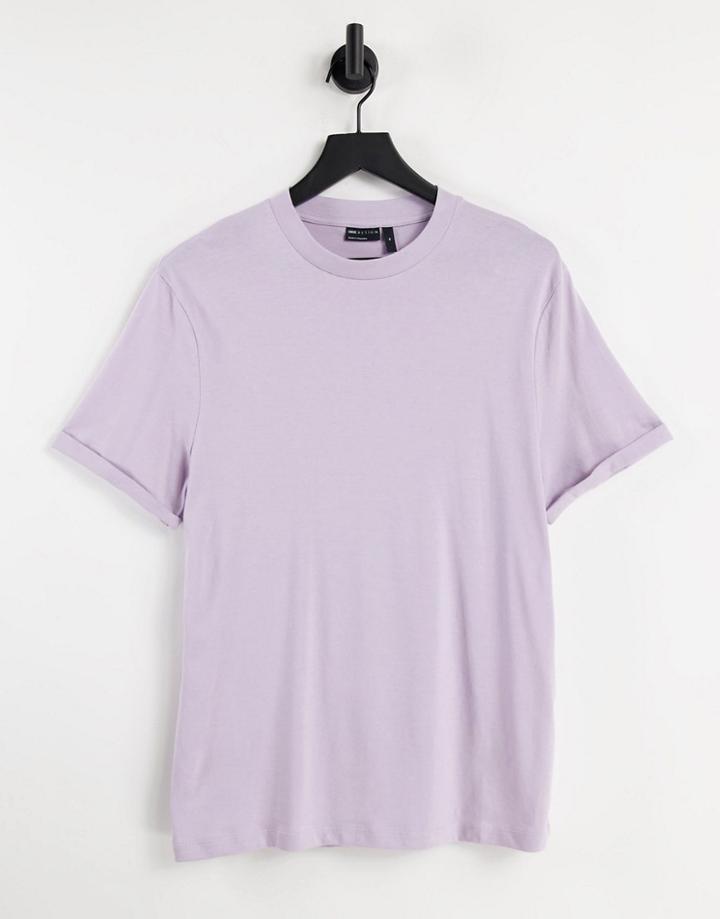 Asos Design Organic T-shirt With Roll Sleeves In Lilac-purple