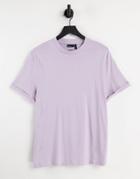 Asos Design Organic T-shirt With Roll Sleeves In Lilac-purple