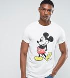 Asos Design Tall Mickey Relaxed T-shirt With Vintage Print And Roll Sleeve - White