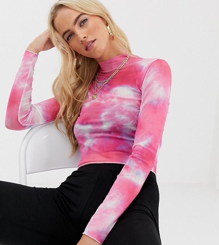 The Ragged Priest Tie Dye Mesh Top - Pink