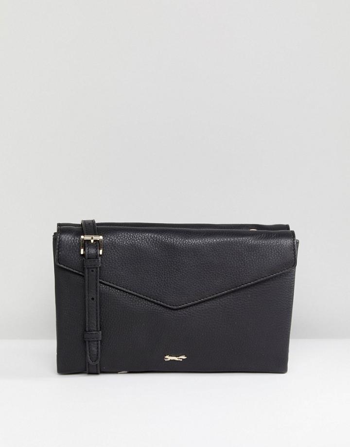 Paul Costelloe Real Leather Envelope Shape Cross Body Bag In Black - Black