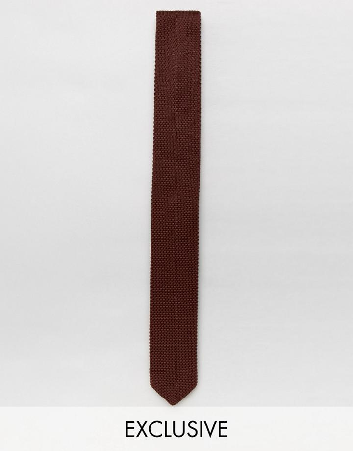 Heart & Dagger Knitted Slim Blade Tie - Brown