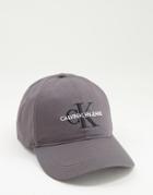 Calvin Klein Jeans Monogram Logo Cap In Charcoal-gray