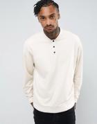 Asos Oversized Sweatshirt With Buttons And Tipped Rib - Beige