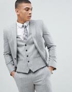 Next Skinny Suit Jacket In Gray Stripe