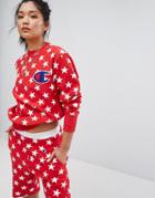 Champion Crew Neck Sweatshirt With All Over Star Print - Red