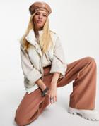 Bershka Padded Vest In Cream-white