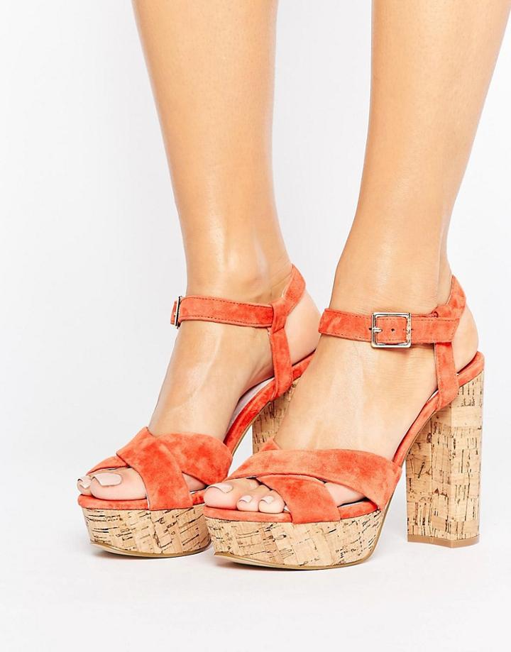Faith Leela Platform Heeled Sandals - Orange