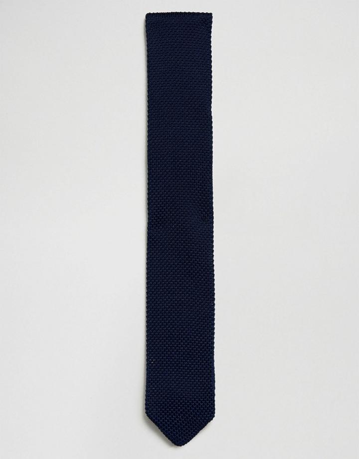 Noose & Monkey Knitted Tie - Navy