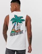 Friend Or Faux Thumbs Up Back Print Sleeveless T-shirt Tank-white
