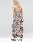 Asos Petite V Back City Maxi Dress In Abstract Animal Print - Multi